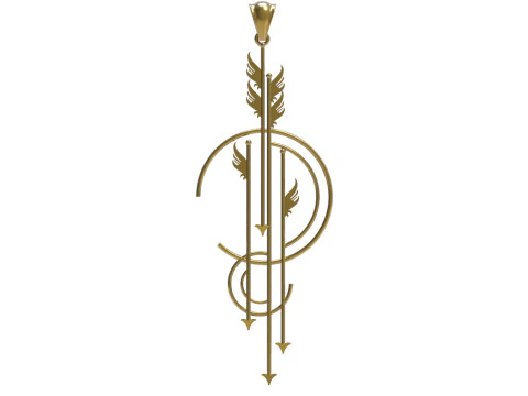 Подвеска &laquo;Ангел и стрела&raquo; в стиле арт-деко. Символ пути, полета и времени. gp0174. Модель для 3D-печати. 3D Принт Модель