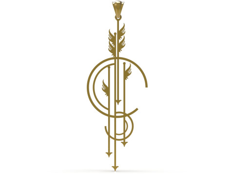 Art Deco Angel and Arrow Pendant Symbol Path Time Flight gp0174 3D print model 3D Print Model