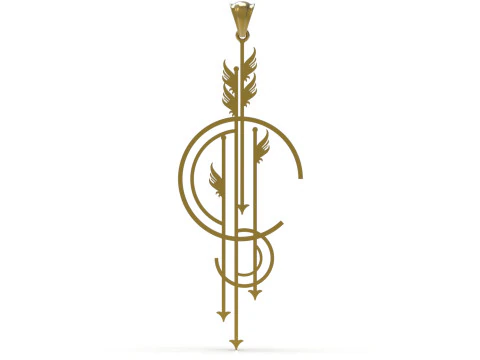 Подвеска &laquo;Ангел и стрела&raquo; в стиле арт-деко. Символ пути, полета и времени. gp0174. Модель для 3D-печати. 3D Принт Модель