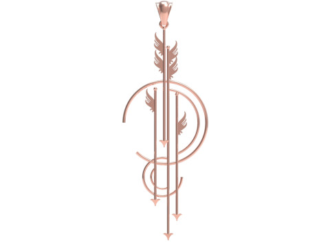 Art Deco Angel and Arrow Pendant Symbol Path Time Flight gp0174 3D print model 3D Print Model