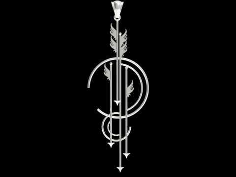 Art Deco Angel and Arrow Pendant Symbol Path Time Flight gp0174 3D print model 3D Print Model
