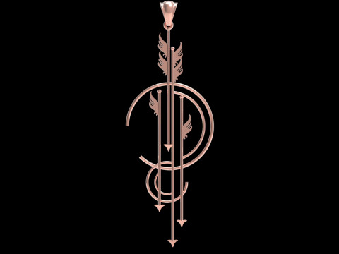 Art Deco Angel and Arrow Pendant Symbol Path Time Flight gp0174 3D print model 3D Print Model