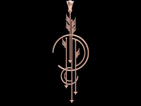 Подвеска &laquo;Ангел и стрела&raquo; в стиле арт-деко. Символ пути, полета и времени. gp0174. Модель для 3D-печати. 3D Принт Модель