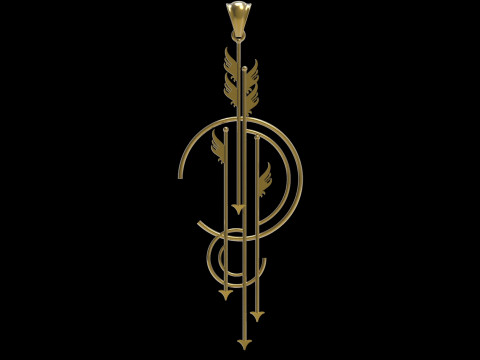 Art Deco Angel and Arrow Pendant Symbol Path Time Flight gp0174 3D print model 3D Print Model