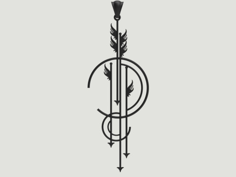 Art Deco Angel and Arrow Pendant Symbol Path Time Flight gp0174 3D print model 3D Print Model