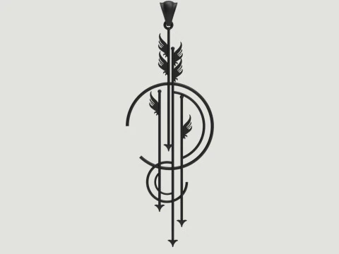 Подвеска &laquo;Ангел и стрела&raquo; в стиле арт-деко. Символ пути, полета и времени. gp0174. Модель для 3D-печати. 3D Принт Модель