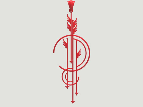 Art Deco Angel and Arrow Pendant Symbol Path Time Flight gp0174 3D print model 3D Print Model