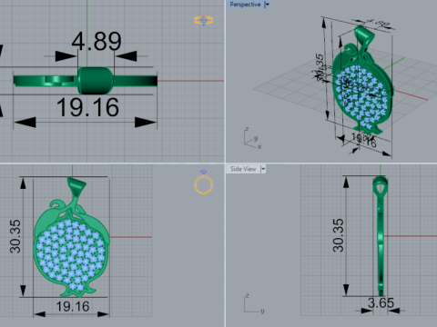 Jewelry stl 3d printable Pomegranate Pendant model jp0243 3D Print Model