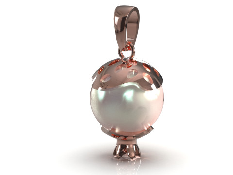 3d 3d золотой кулон с жемчугом и гранатом, модель pp0022 3D Принт Модель