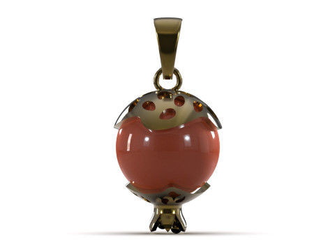 Model Liontin Emas 3D Mutiara Delima Stl PP0022 Model Cetak 3D