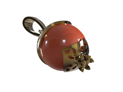 Model Liontin Emas 3D Mutiara Delima Stl PP0022 Model Cetak 3D