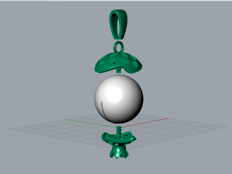 Model Liontin Emas 3D Mutiara Delima Stl PP0022 Model Cetak 3D