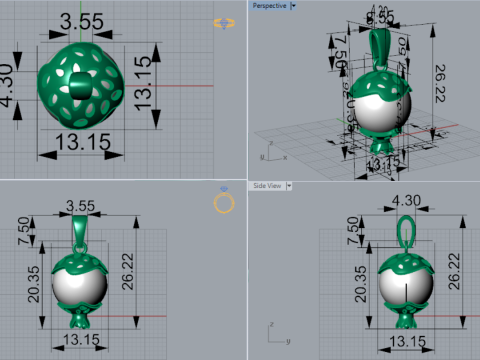 Model Liontin Emas 3D Mutiara Delima Stl PP0022 Model Cetak 3D