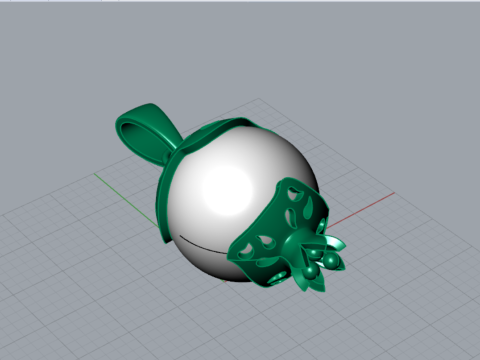 Model Liontin Emas 3D Mutiara Delima Stl PP0022 Model Cetak 3D