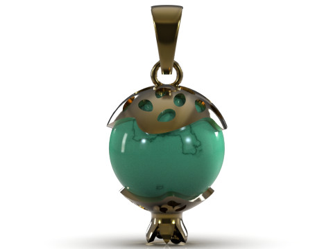 Model Liontin Emas 3D Mutiara Delima Stl PP0022 Model Cetak 3D