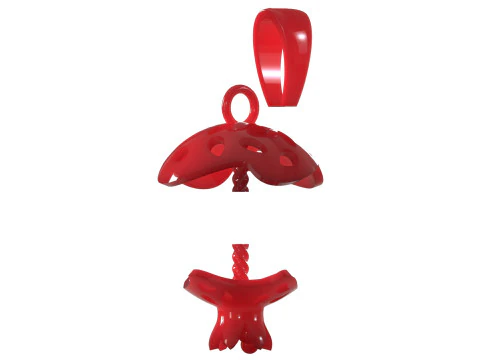 3d 3d золотой кулон с жемчугом и гранатом, модель pp0022 3D Принт Модель