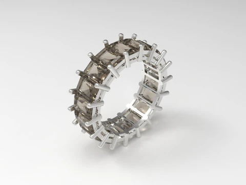 Stl 3d модель ювелирного кольца Eternity Radiant rr0018 3D Принт Модель