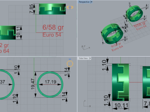 Wedding couple stl 3d gold ring model cr0048 3D Print Model