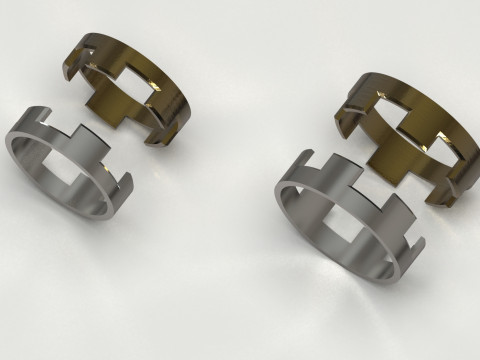 Wedding couple stl 3d gold ring model cr0048 3D Print Model