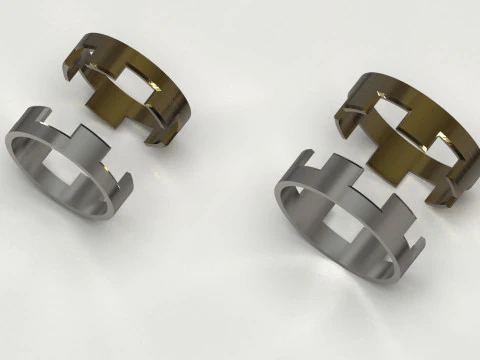 Wedding couple stl 3d gold ring model cr0048 3D Print Model