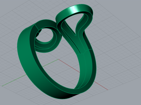 Ready to make gold ring file Sculptural Free Flow Ring gr0178 3D Print Model