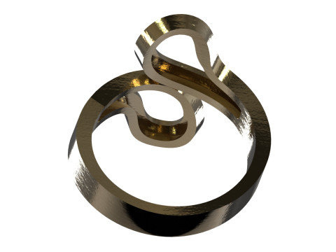 Ready to make gold ring file Sculptural Free Flow Ring gr0178 3D Print Model