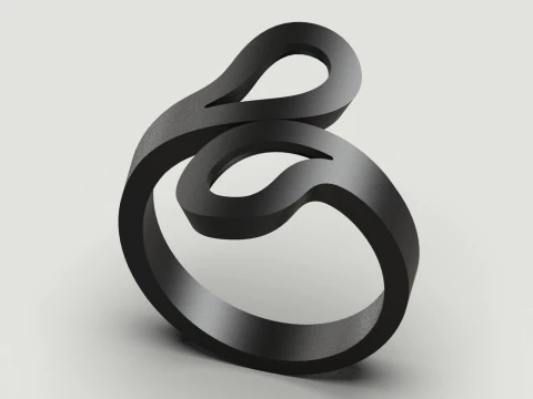 Ready to make gold ring file Sculptural Free Flow Ring gr0178 3D Print Model