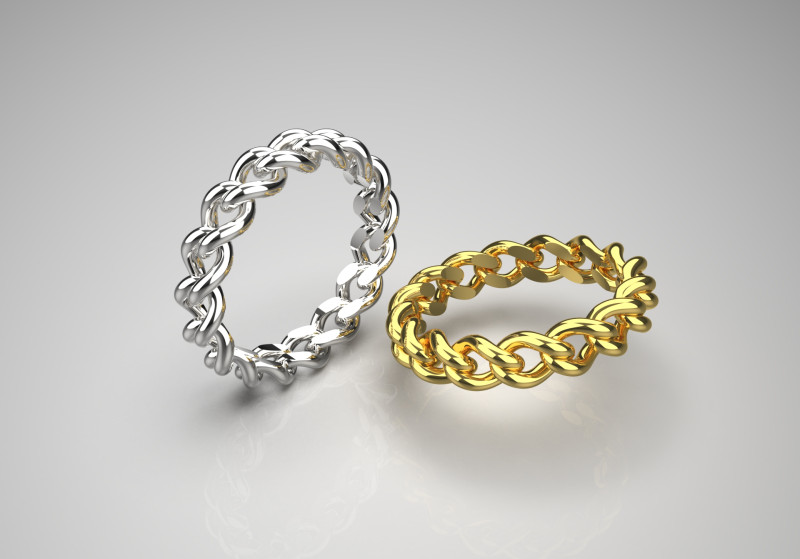 Cincin emas model desain rantai dua warna gr0021 model cetak 3D Model Cetak 3D .c4d .max .obj .3ds .fbx .stl .blend 