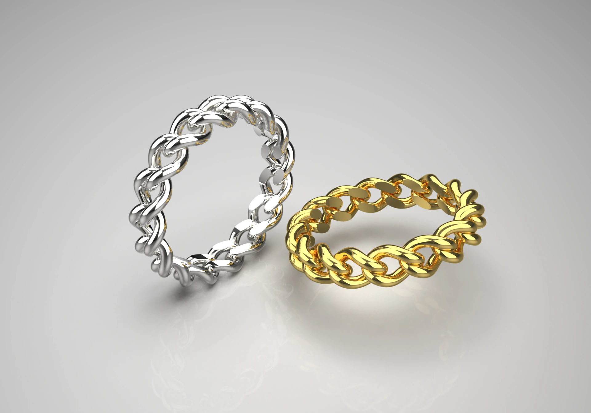 Gold rings two-tone chain design model gr0021 3D print model 3D Print Model .c4d .max .obj .3ds .fbx .stl .blend 
