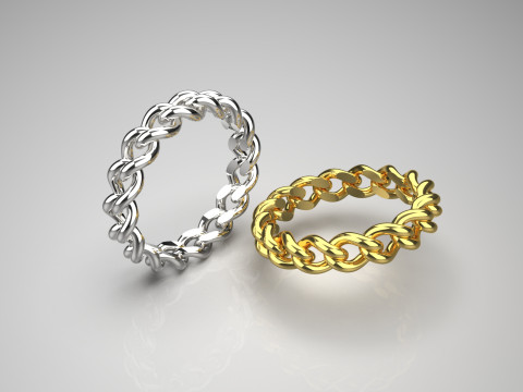 Goldringe, zweifarbiges Kettendesign, Modell gr0021, 3D-Druckmodell 3D Druckmodell