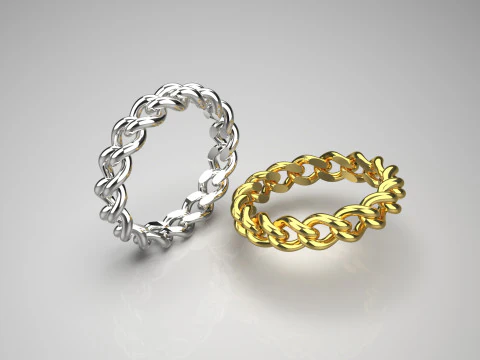 Золотые кольца, двухцветная цепочка, модель gr0021, модель для 3D-печати 3D Принт Модель