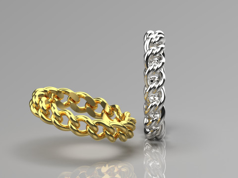 Cincin emas model desain rantai dua warna gr0021 model cetak 3D Model Cetak 3D