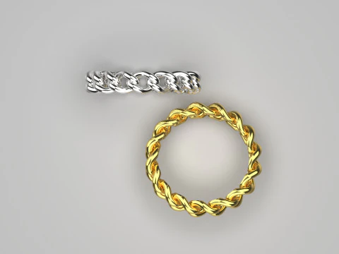 Gold rings two-tone chain design model gr0021 3D print model 3D Print Model