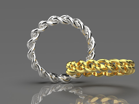 Cincin emas model desain rantai dua warna gr0021 model cetak 3D Model Cetak 3D