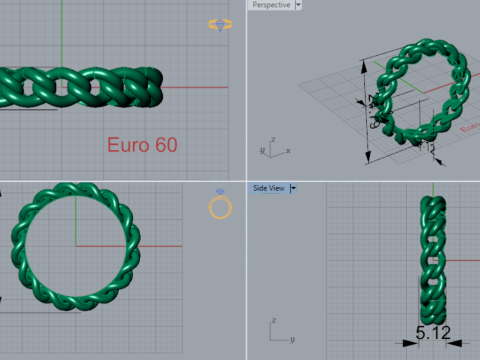 Cincin emas model desain rantai dua warna gr0021 model cetak 3D Model Cetak 3D