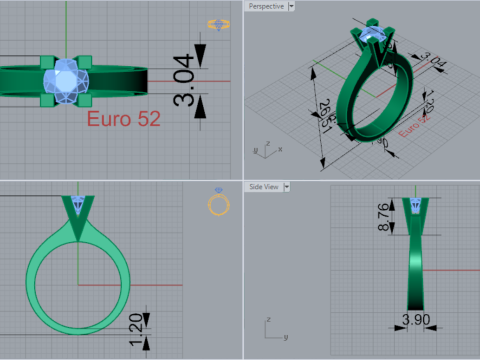 Fichier 3D de la bague solitaire code sr0046 Modèles 3D en vedette