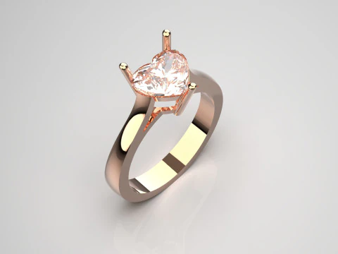 Cincin solitaire hati sr0033 model cetak 3D Model Cetak 3D