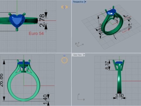 Pierścionek z motywem serca sr0033 Model do druku 3D Model do druku 3D