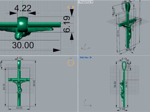 十字架の印刷準備完了 cad stl ゴールド ペンダント モデル gp0498 3Dプリントモデル