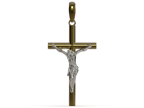 十字架の印刷準備完了 cad stl ゴールド ペンダント モデル gp0498 3Dプリントモデル