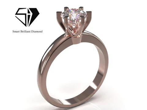 Klassischer Solit&auml;rring mit 6 Zinken, 3D-druckbarer Schmuck, CAD sr0142, 3D-Druckmodell 3D Druckmodell