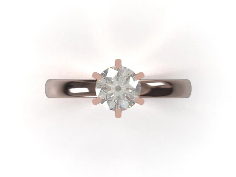 Classic 6-Prong Solitaire Ring 3D Printable Jewelry CAD sr0142 3D print model 3D Print Model