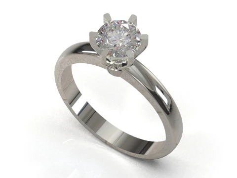 Classic 6-Prong Solitaire Ring 3D Printable Jewelry CAD sr0142 3D print model 3D Print Model