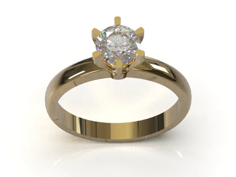 Classic 6-Prong Solitaire Ring 3D Printable Jewelry CAD sr0142 3D print model 3D Print Model