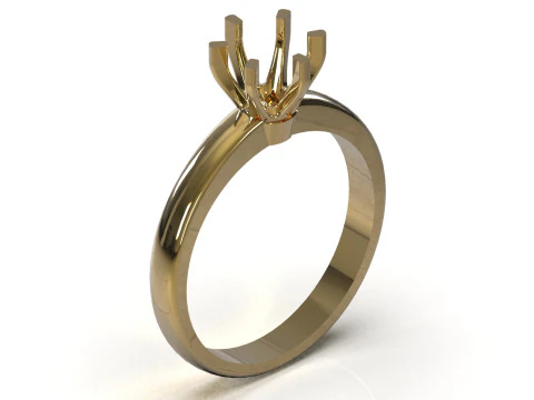 Classic 6-Prong Solitaire Ring 3D Printable Jewelry CAD sr0142 3D print model 3D Print Model
