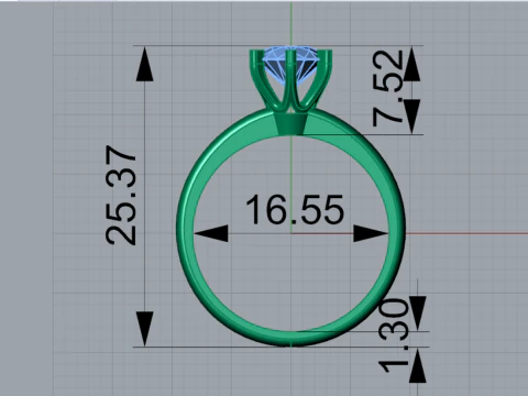 Classic 6-Prong Solitaire Ring 3D Printable Jewelry CAD sr0142 3D print model 3D Print Model