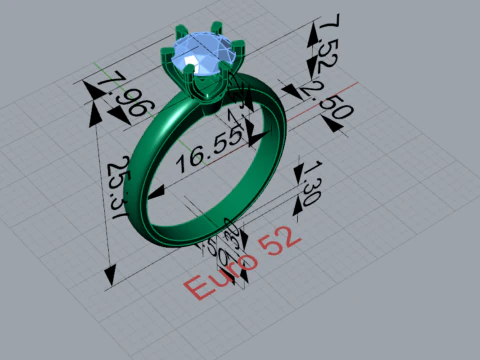Classic 6-Prong Solitaire Ring 3D Printable Jewelry CAD sr0142 3D print model 3D Print Model