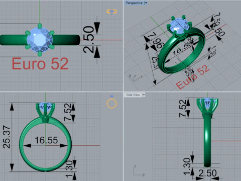 Classic 6-Prong Solitaire Ring 3D Printable Jewelry CAD sr0142 3D print model 3D Print Model