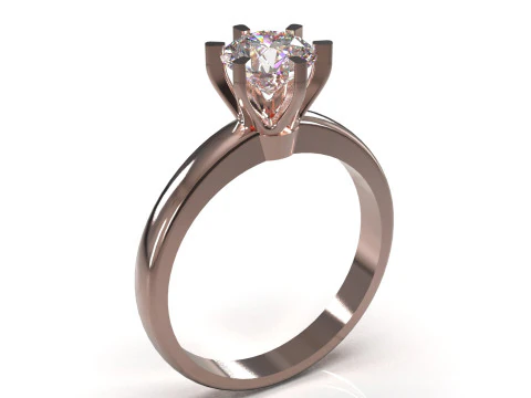 Classic 6-Prong Solitaire Ring 3D Printable Jewelry CAD sr0142 3D print model 3D Print Model