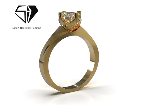 Anillo de diamantes con corona de loto Joyer&iacute;a imprimible en 3D CAD sr0140 Modelo de impresi&oacute;n 3D Modelo de impresión 3D